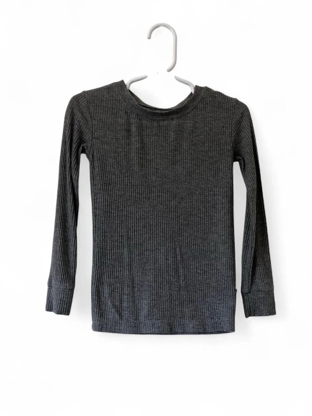 Toddler Unisex 3T Little Sleepies Long Sleeve Gray Ribbed Knit Pajama Top EUC